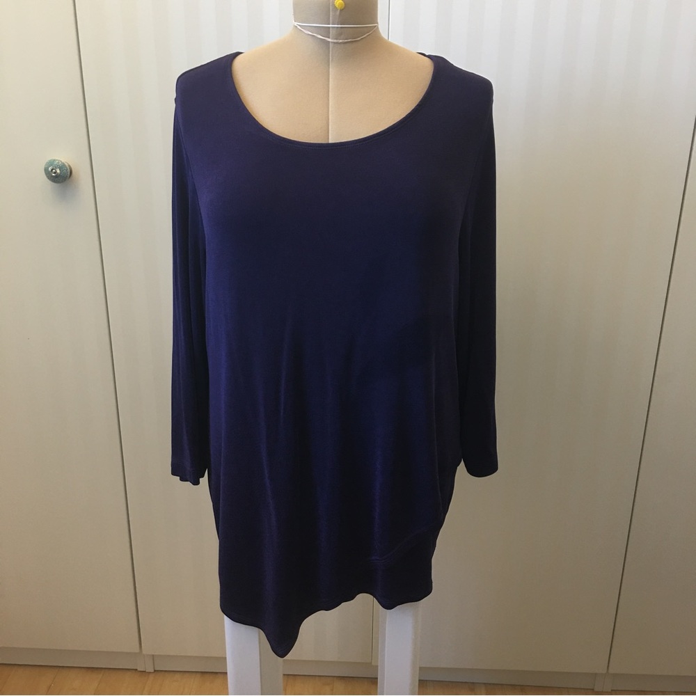 Chico’s Travellers purple asymmetrical long sleeve tee never wrinkle Size XL